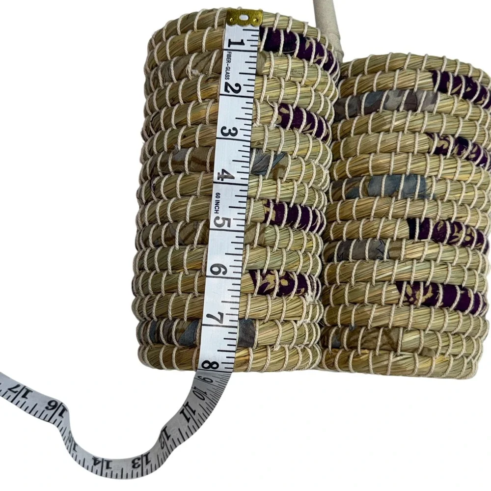 Handmade Seagrass Woven Basket, Double Bottle/Wine Carrier Storage, Boho Organic